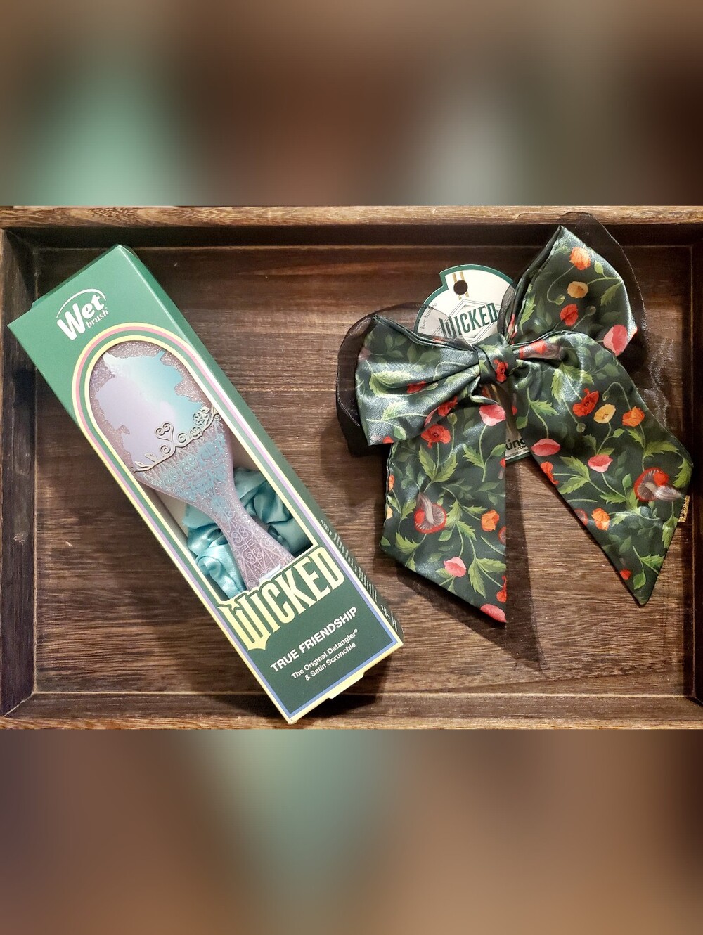 Elphaba Hairbrush and Poppy Barette Bundle